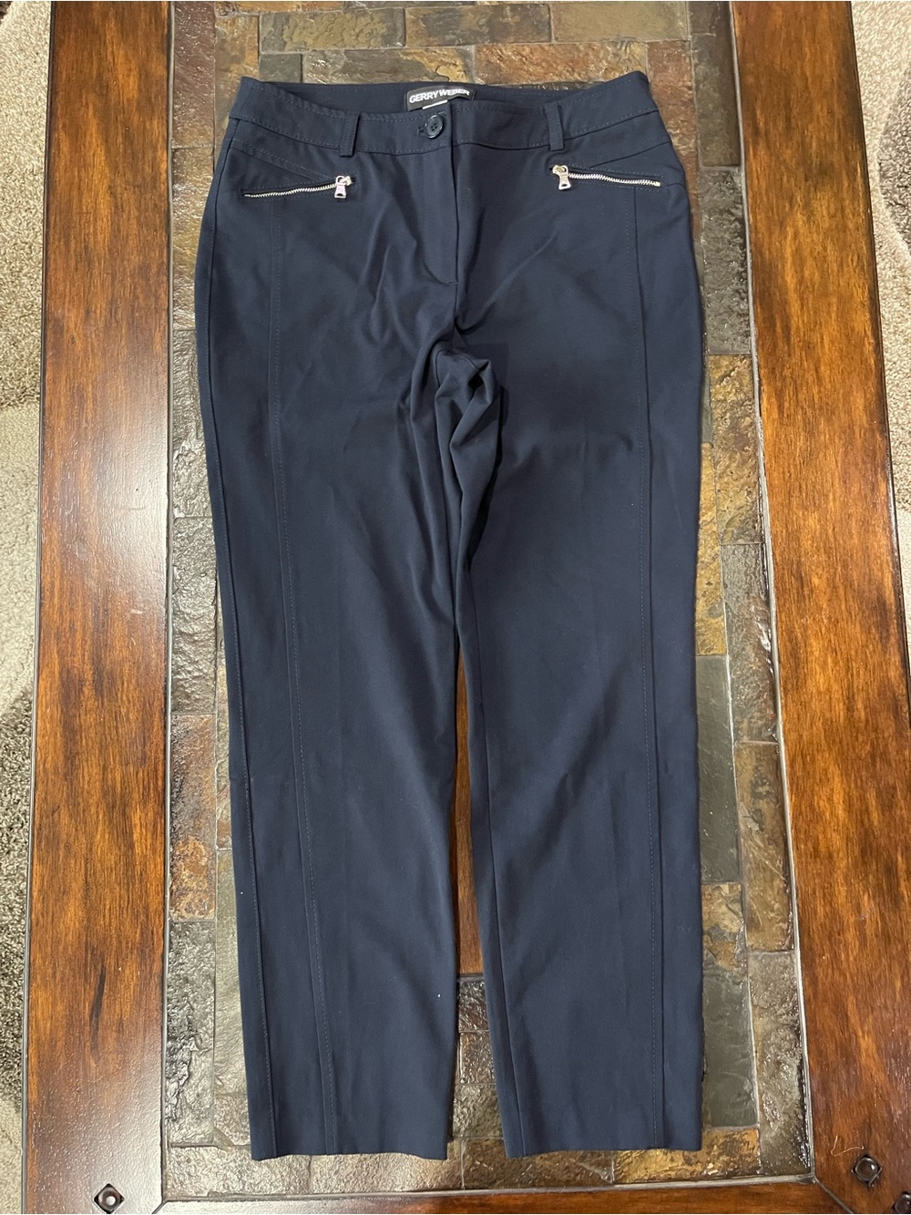 Gerry Weber Black Straight-Leg Dress Pants with Silver Zippers